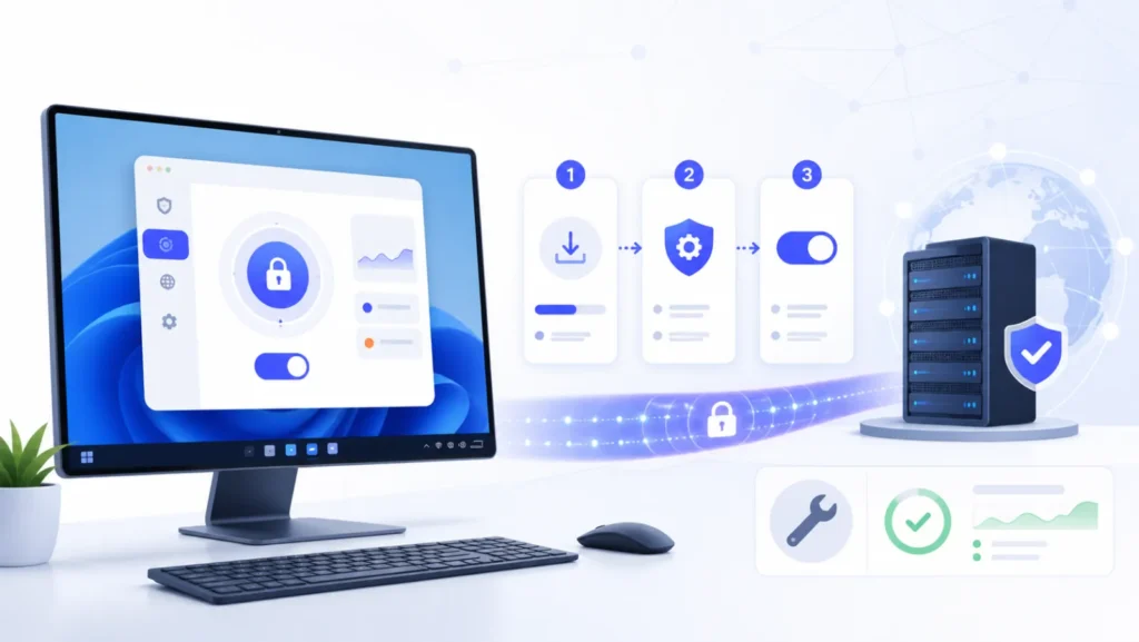 نصب فیلترشکن روی رایانهٔ ویندوز و اتصال امن به سرور